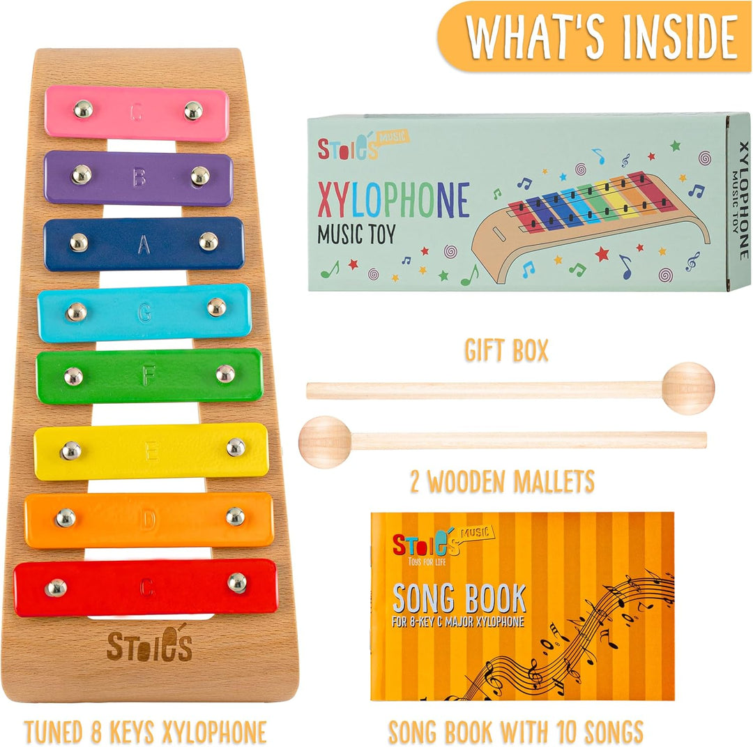 Stoie's 8 Fliesen Regenbogenfarben C-Key Xylofon Klavier Keyboard Spielzeug für Kinder Kleinkinder m