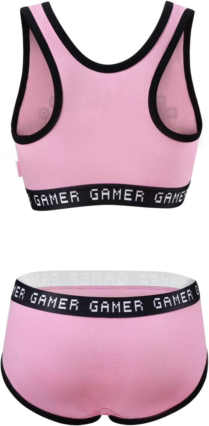 LittleForBig Damen Baumwolle Camisole und Höschen Sport Loungewear Bralette Set-Playgirl, Rosa