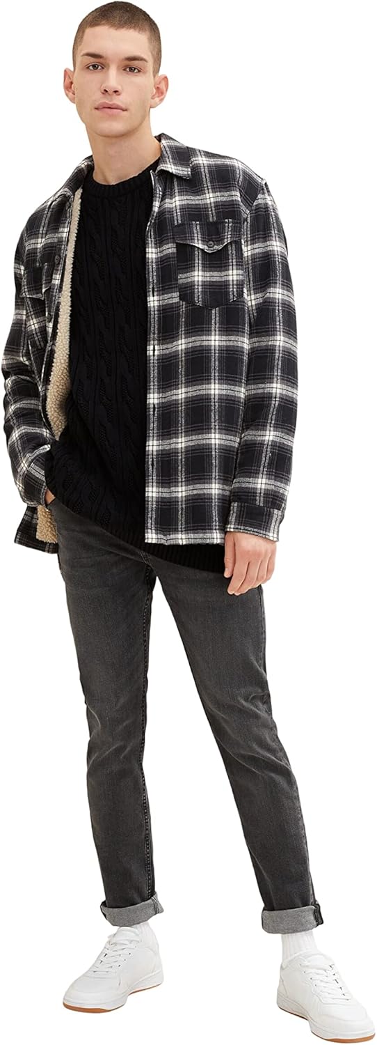 TOM TAILOR Denim Herren Pullover mit Zopfmuster L 29999 - Black, L 29999 - Black