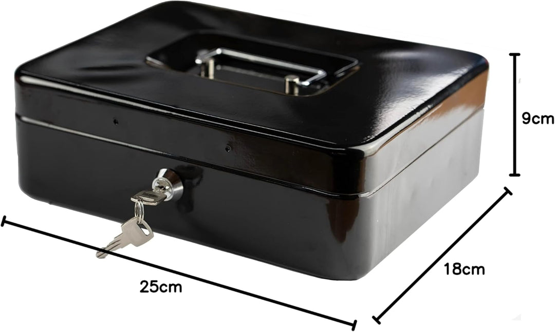Hyfive 10" Schwarz Stahl Petty Kasse Geld Halter Sicherheit Safe mit Schlussel