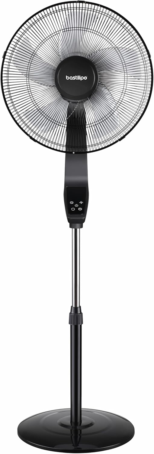 Bastilipo - Coín Black - Fussventilator mit Fernbedienung - Leistung 50 W - 3 Geschwindigkeiten - 40