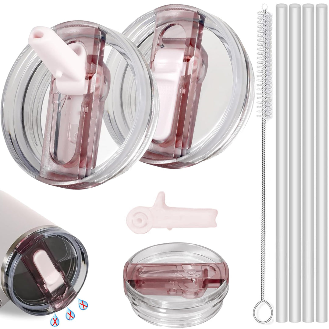 2 Stück Deckel für Stanley Cup 40oz,Auslaufsicherer Deckel Stanley Cup mit 4 Trinkhalmen and 1 Stroh