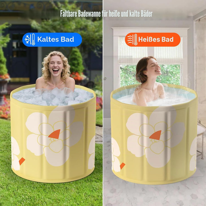 Yellow bathtub Tragbare klappbare Badewanne, Freistehende Badewannen für Erwachsene, Eis- und Heissb