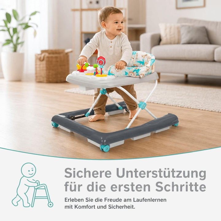 Fillikid Lauflerngerät höhenverstellbar 3-fach mit Sicherheitsstopper | 4 Rollen, ergonomischer Sitz