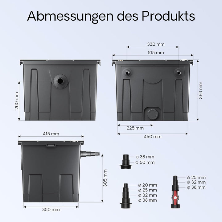 SunSun Komplettset: CBF-350 Teichfilter bis 12000L Teichfilteranlage Durchlauffilter, NEO6000 Teichp