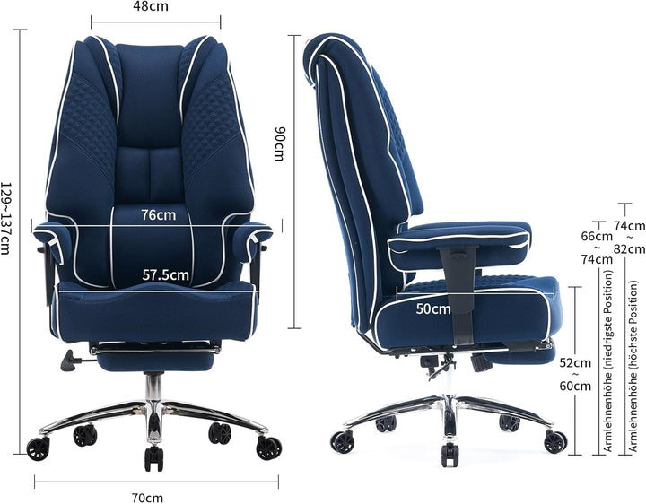 Ergonomischer Mesh-Bürostuhl – Executive Drehstuhl mit verstellbaren Armlehnen, Formschaum- & Tasche