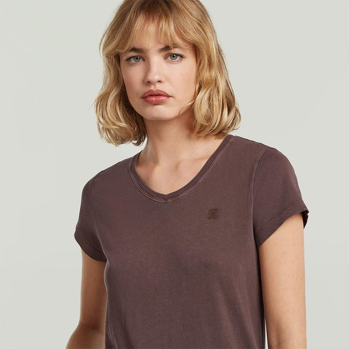 G-Star Damen Eyben Slim V-Neck Top 2.0 XXS Beige (Chocolate Plum Gd D24533-b059-h312), XXS Beige (Ch