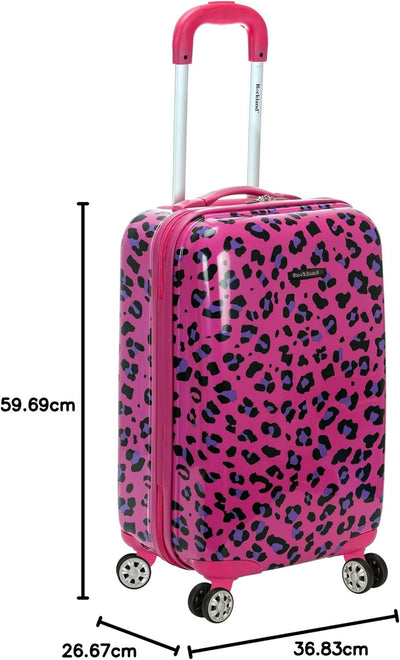 Rockland Safari Hartschalen-Trolley, Magenta Leopard, Carry-On 20-Inch, Safari Hardside Spinner Whee