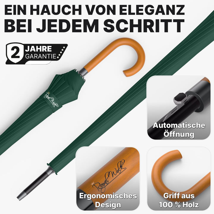 Royal Walk Gross XXL 54 inch Automatik Reise Golf Regenschirm für Damen und Herren Sturmfest Windsic