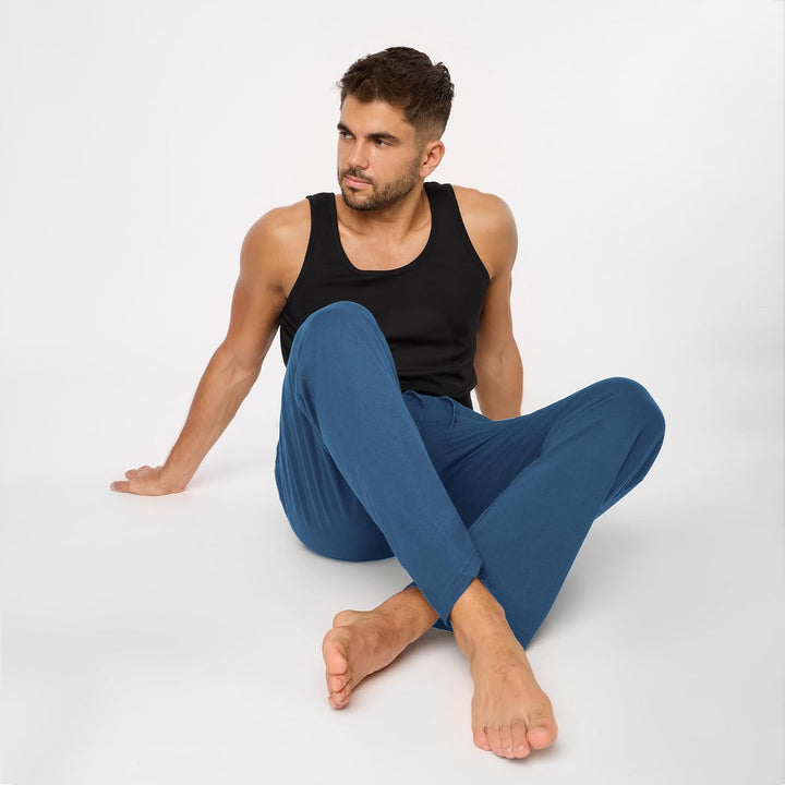 Timone Herren Schlafanzugshose Lang Pyjamahose aus Baumwolle Freizeithose Schlafhose Loungewearhose