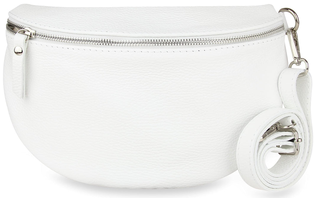 Frentree® Damen Echtleder Umhängetasche, Made in Italy, Crossbody Tasche Schultertasche mit silberne