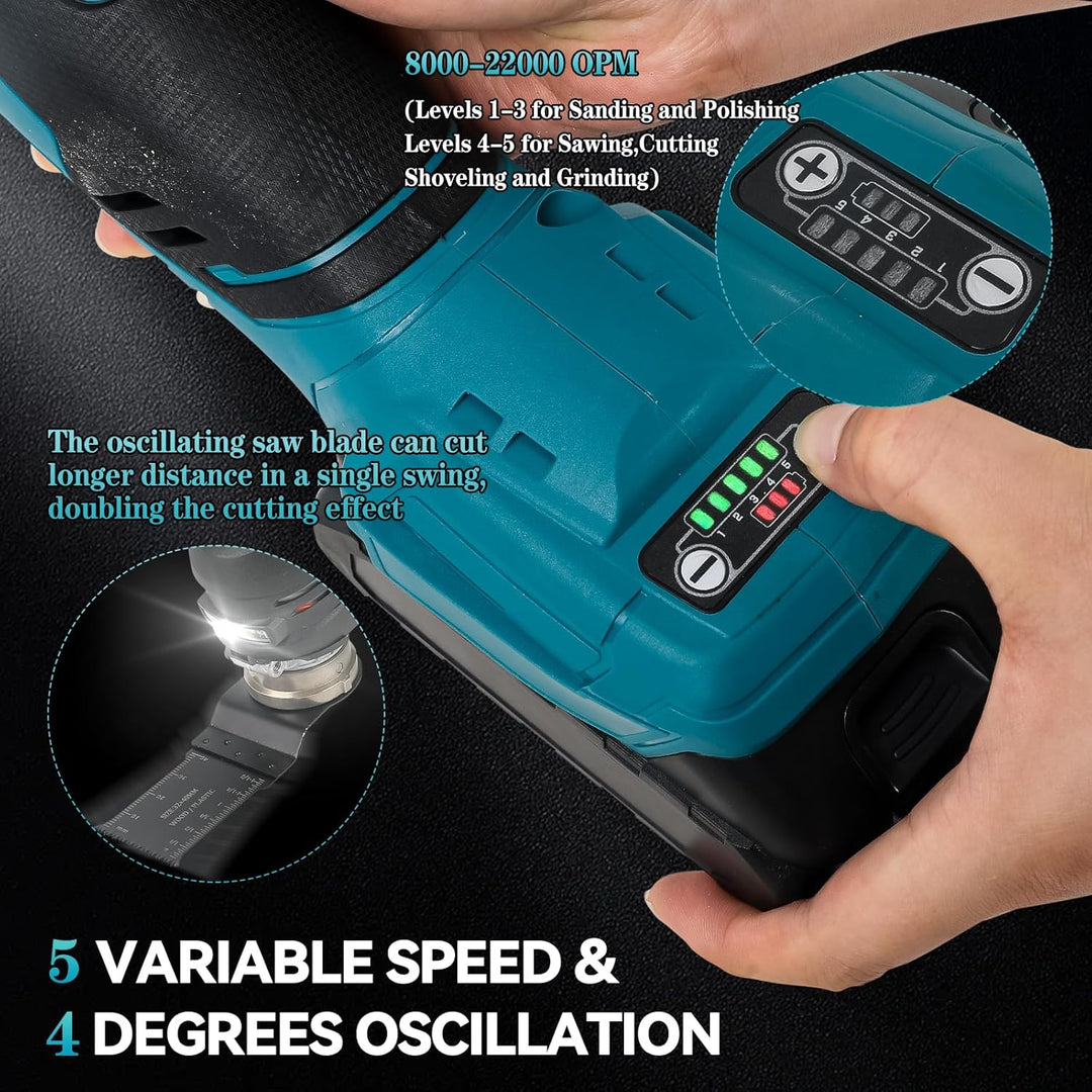 Akku Multifunktionswerkzeug für Makita 18V, Oszillationswerkzeug Akku Bürstenlos Motor Multitool 4°