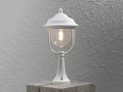 Konstsmide Landhaus LED Sockelleuchte, Laterne für aussen Höhe 54cm, weiss, Sockelleuchte