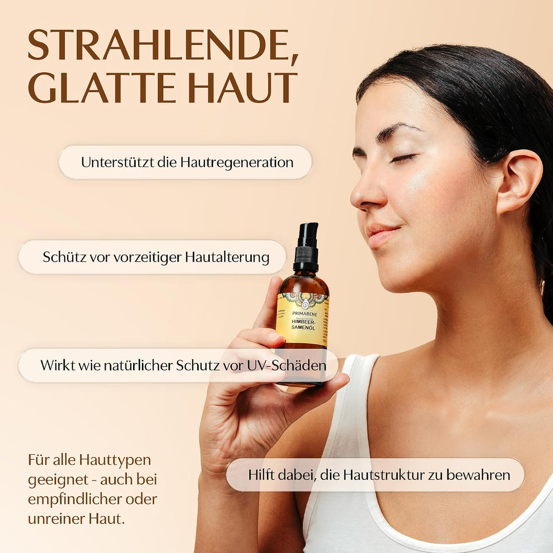 100% Himbeersamenöl - 50ml - rein &amp; kaltgepresstes Himbeersamen Öl für Hautpflege, Haarpflege &amp; Sonn