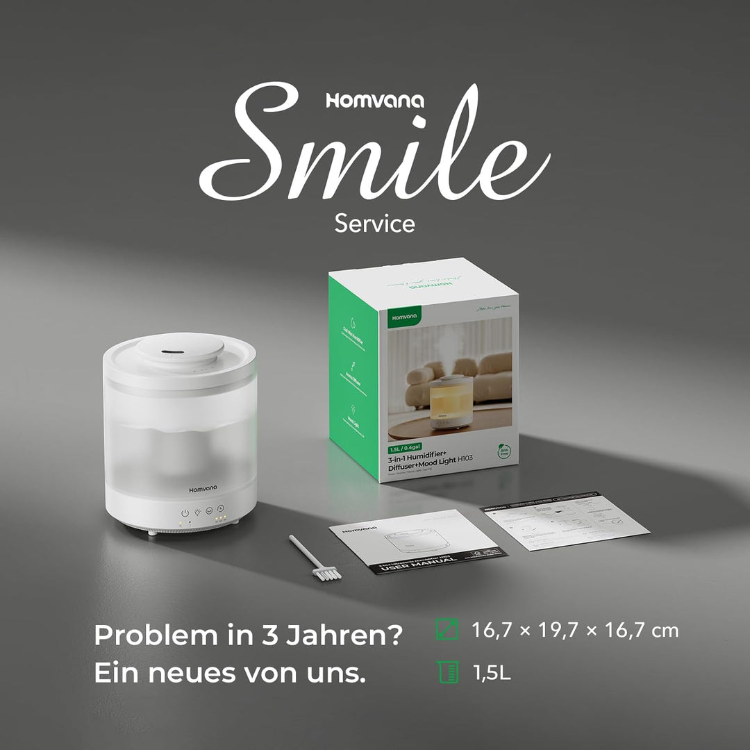 Homvana Luftbefeuchter für Schlafzimmer, 1,8 l Top-Fill Kühlnebel Luftbefeuchter für Baby Kinderzimm