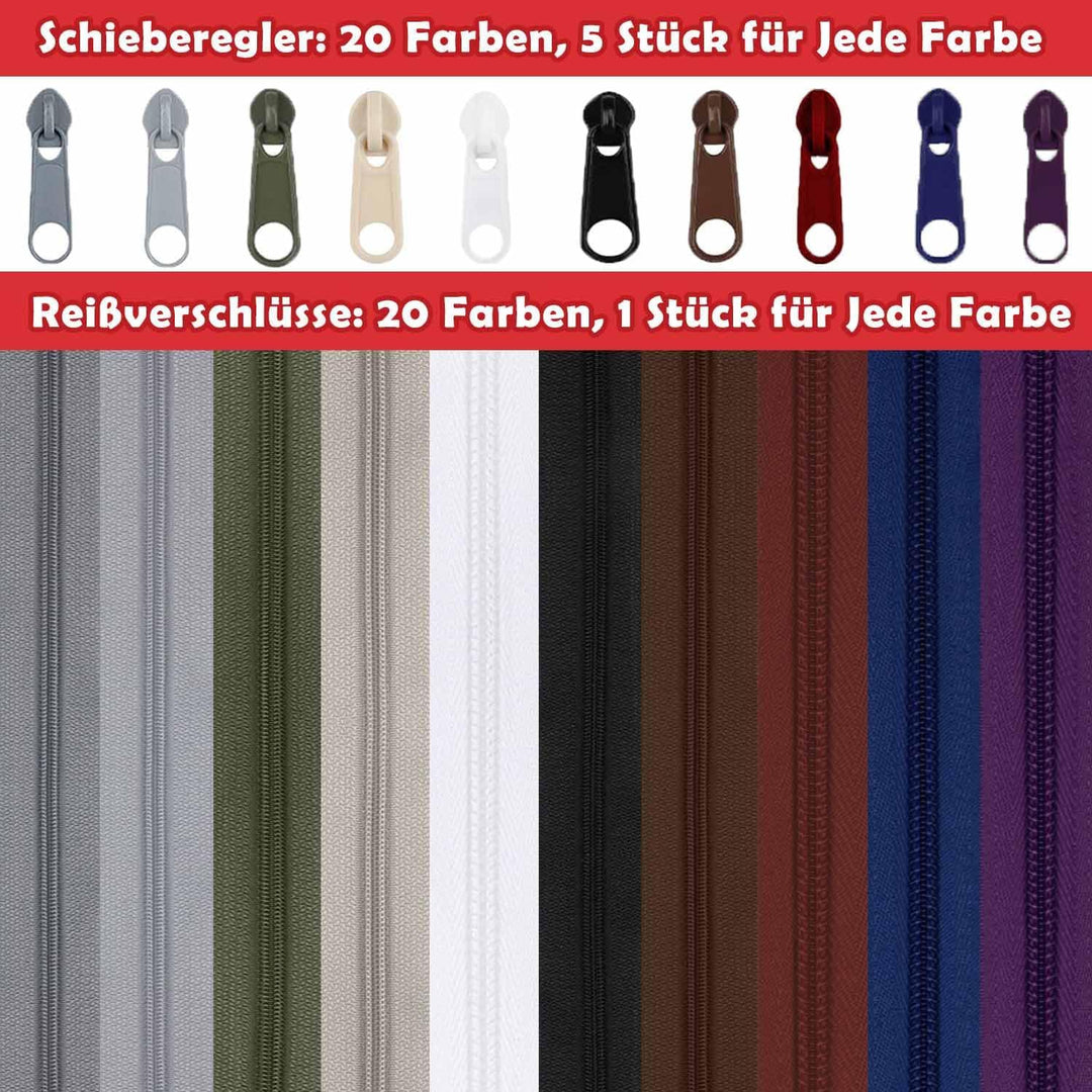 Duscdesp 30M 10 Farben Reissverschluss Endlosreissverschluss mit Zipper, DIY Reissverschluss Teilbar