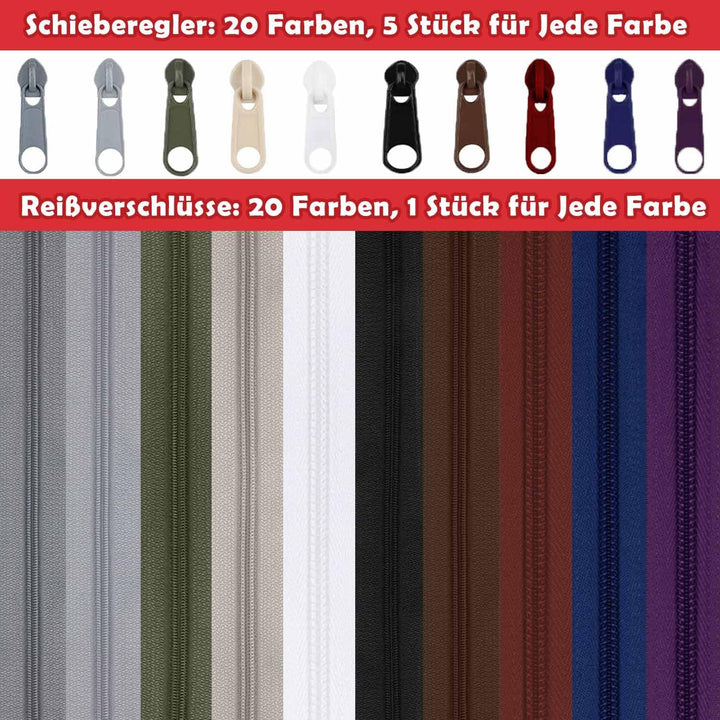 Duscdesp 30M 10 Farben Reissverschluss Endlosreissverschluss mit Zipper, DIY Reissverschluss Teilbar