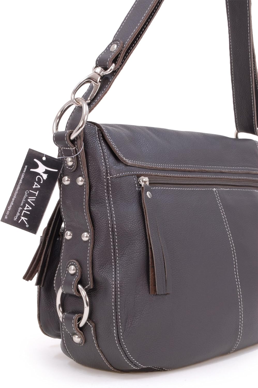 Catwalk Collection Handbags - Leder - Grosse Überschlagtasche/Schultertasche - COURIER L Braun, L Br