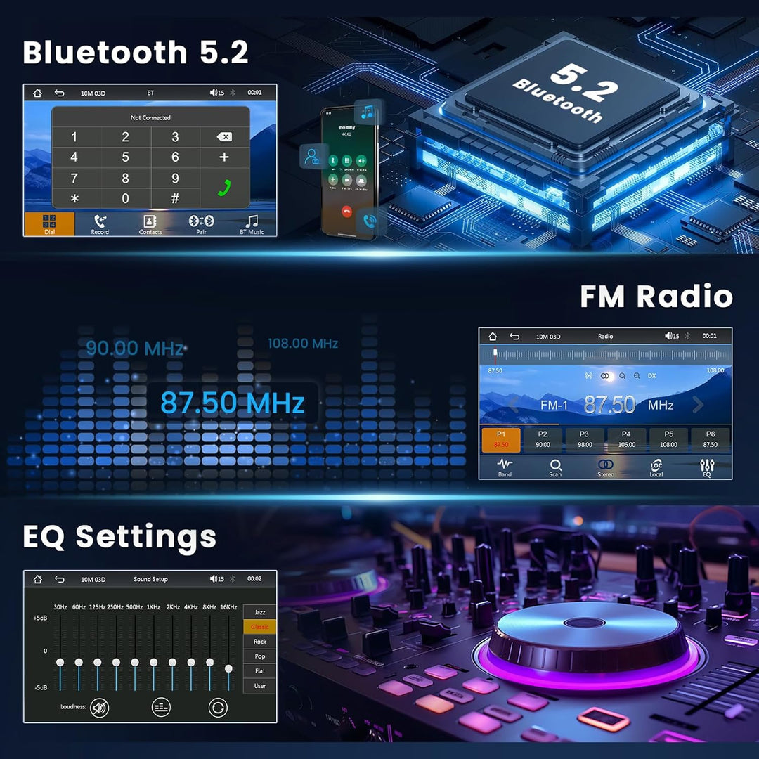 Hikity 1 Din Autoradio Carplay Android Auto Kabelgebundenes 7 Zoll Incell Touchscreen Bildschirm mit