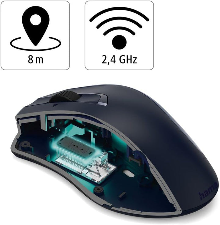 Hama Computermaus kabellos (Funkmaus mit 7 Tasten, Geräuschlose Laserfunkmaus für PC, Laptop und Not