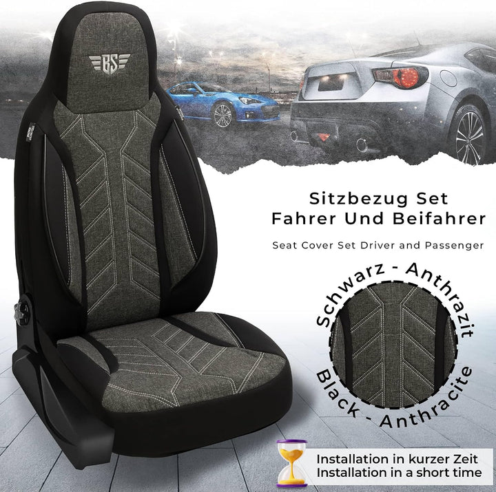 BREMER SITZBEZÜGE Mass Sitzbezüge Schonbezüge für VW T5 Transporter PLKT204 PLKT204 - Schwarz/Anthra