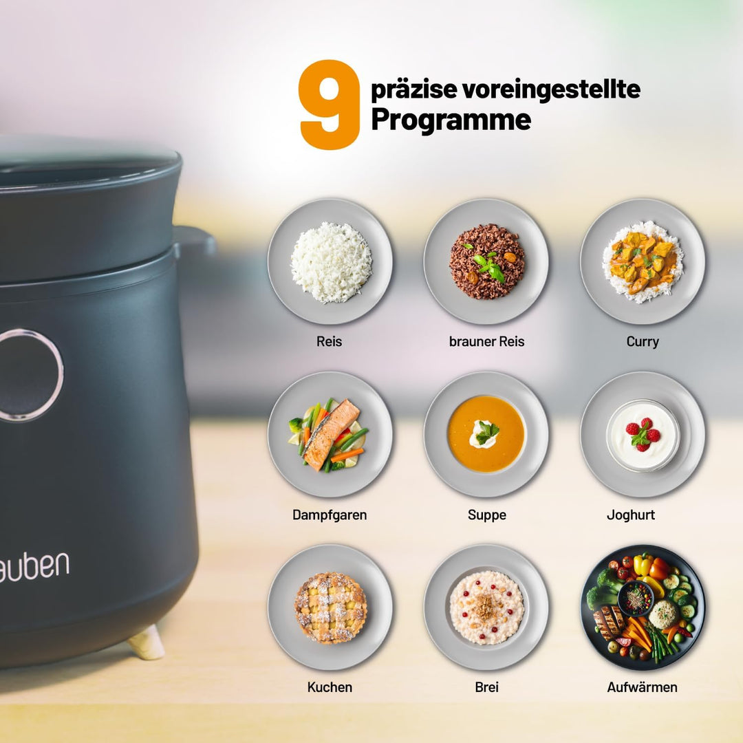 Lauben Multifunction Rice Cooker 1500BW, Multifunktionaler Reiskocher - Leistung 350 W, Volumen 1,5
