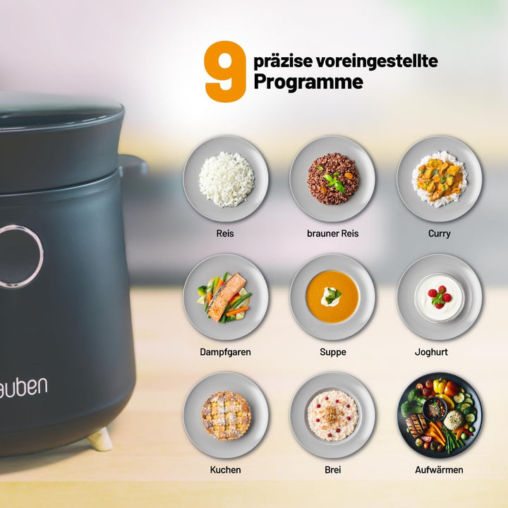 Lauben Multifunction Rice Cooker 1500BW, Multifunktionaler Reiskocher - Leistung 350 W, Volumen 1,5