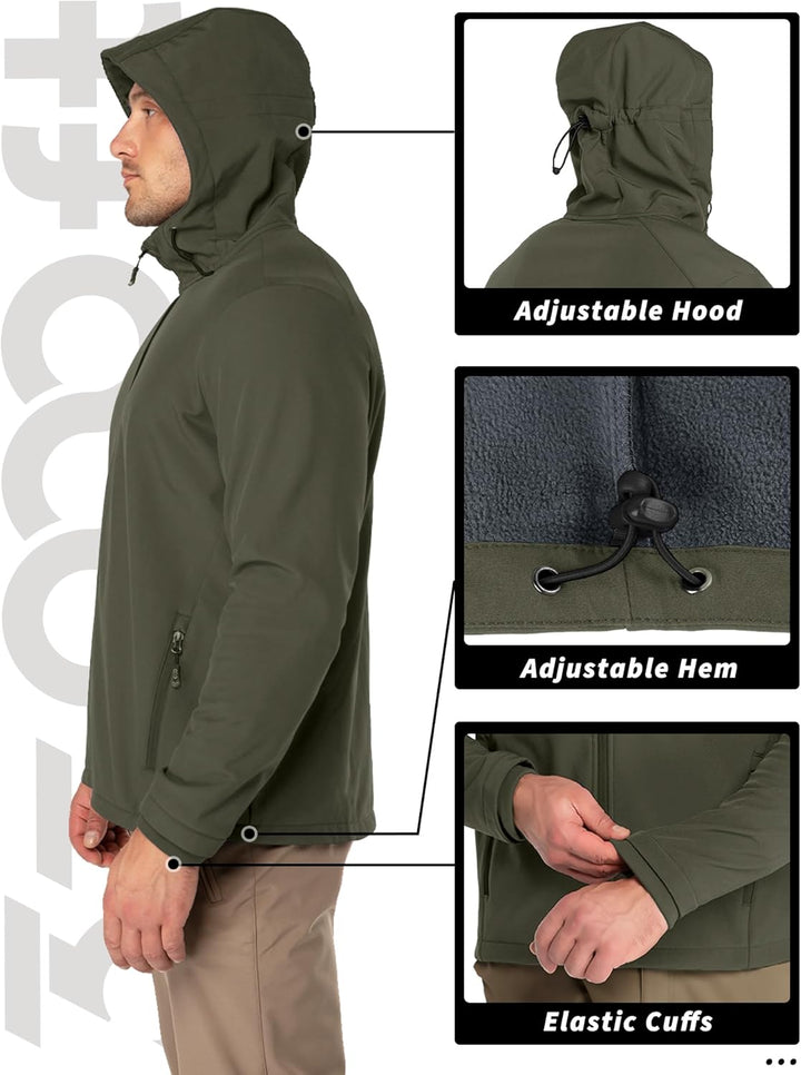 33,000ft Jacke Herren Wasserdichte Atmungsaktiv Softshelljacke - Übergangsjacke Winddichte Regenjack