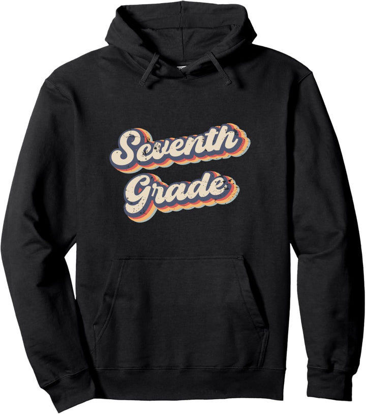 Seventh Grade School Teacher Pupil Vintage Rainbow Pullover Hoodie