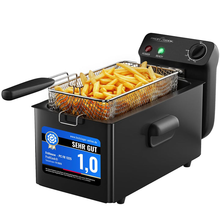 ProfiCook® Friteuse mit Fett | 130-190°C | Fritteuse mit Öl | 2000W | 3L | spülmaschinengeeignete Te