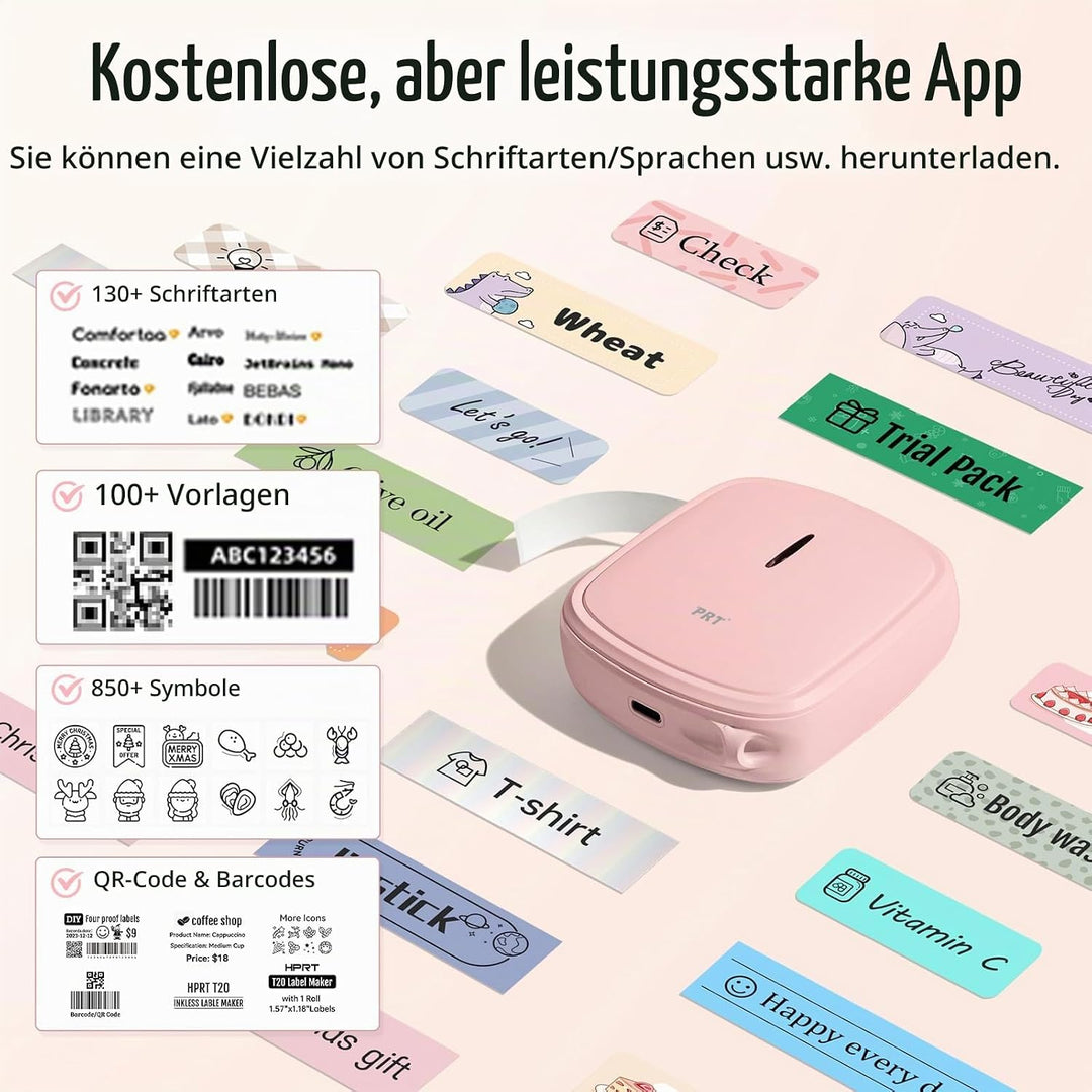 prt Qutie Bluetooth Beschriftungsgerät Selbstklebend USB Wiederaufladbar Etikettendrucker - Tragbare
