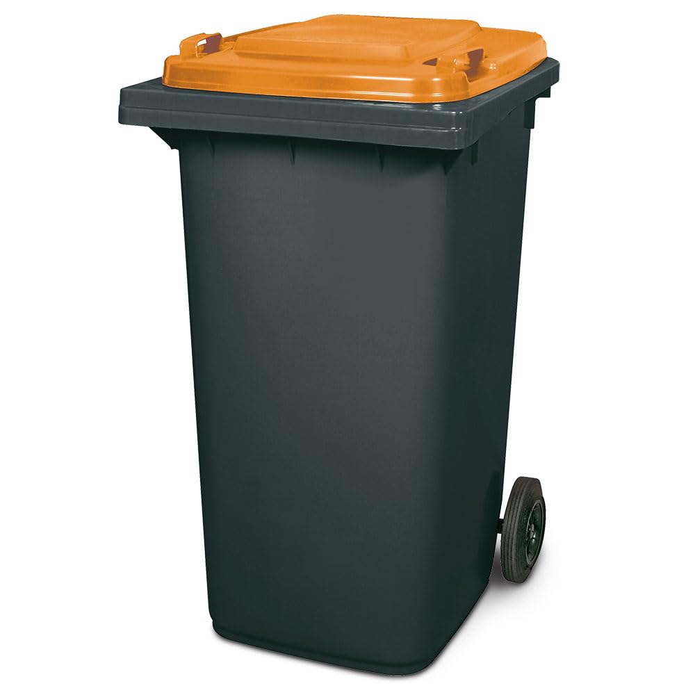 BRB 240 Liter MGB, Mülltonne Abfalltonne, grau mit farbigem Deckel (grau/orange), grau/orange