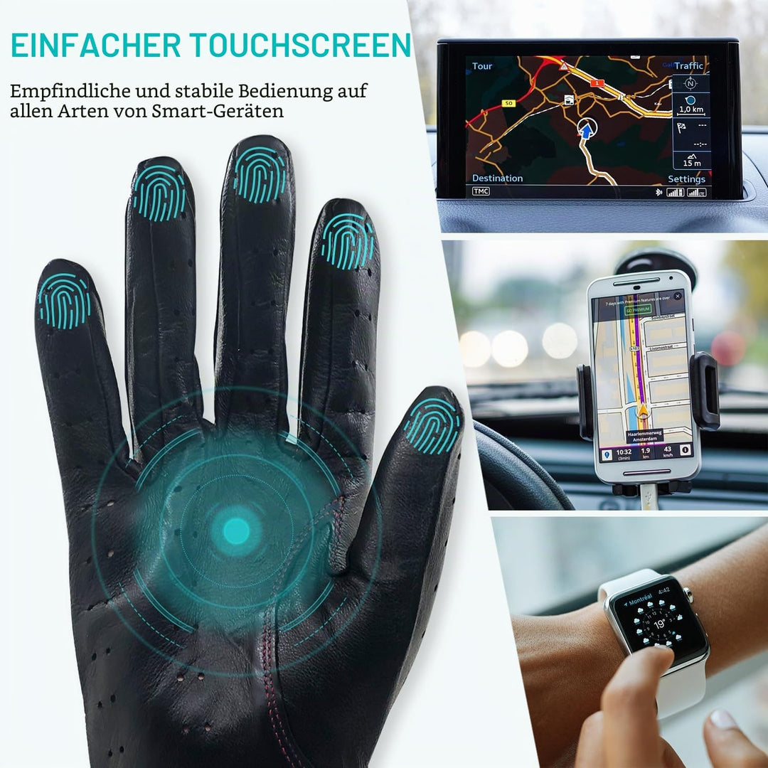 Damen Retro Weiche nd Dünne Ausgezeichnete Lammfell Leder Qualität Touchscreen Fahrhandschuhe Medium