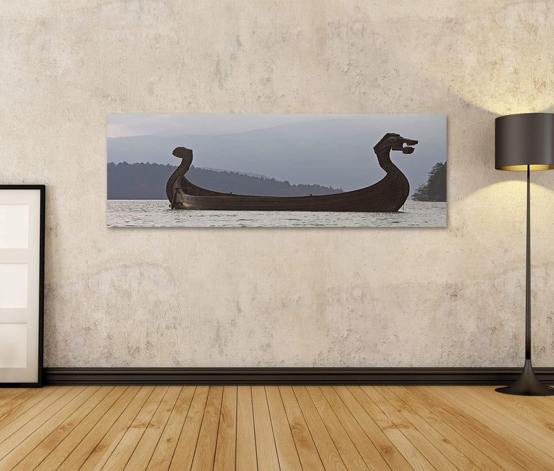 Bild auf Leinwand Wikinger Schiff In Walchensee Gegen Das Licht Wandbild Poster Kunstdruck Bilder Fo