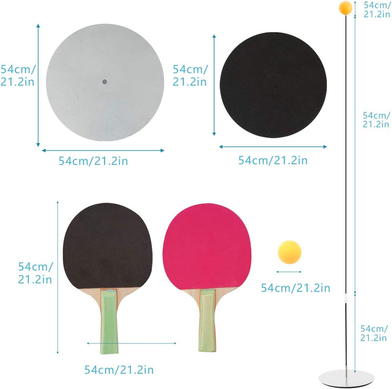 Surplex Tischtennistrainer mit Elastischem Weichem Schaft, Höhenverstellbar, Mit 2 Schlägern Und 3 Ü