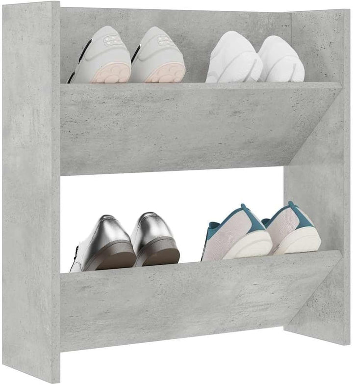 60x18x60 cm Wand Schuhschrank mit 2 Kippböden Schuhregal Schmal Betongrau Schuhbank Shoe Rack Schuhk