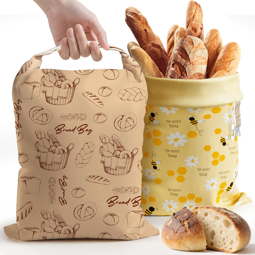 Aofmee Wiederverwendbare Bienenwachs Brotbeutel 43×33 cm, natürliche Bienenwachs-beschichtete Baumwo