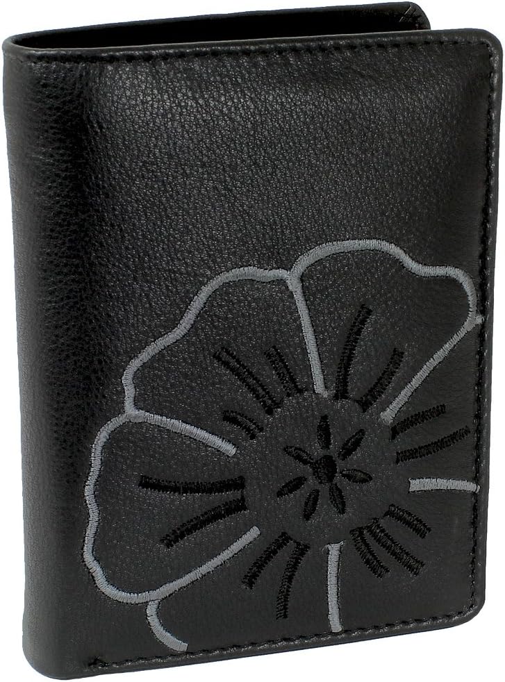 Branco Leder Geldbörse Portemonnaie Damenbörse Damen Geldbeutel Schwarz - Hochformat, Schwarz
