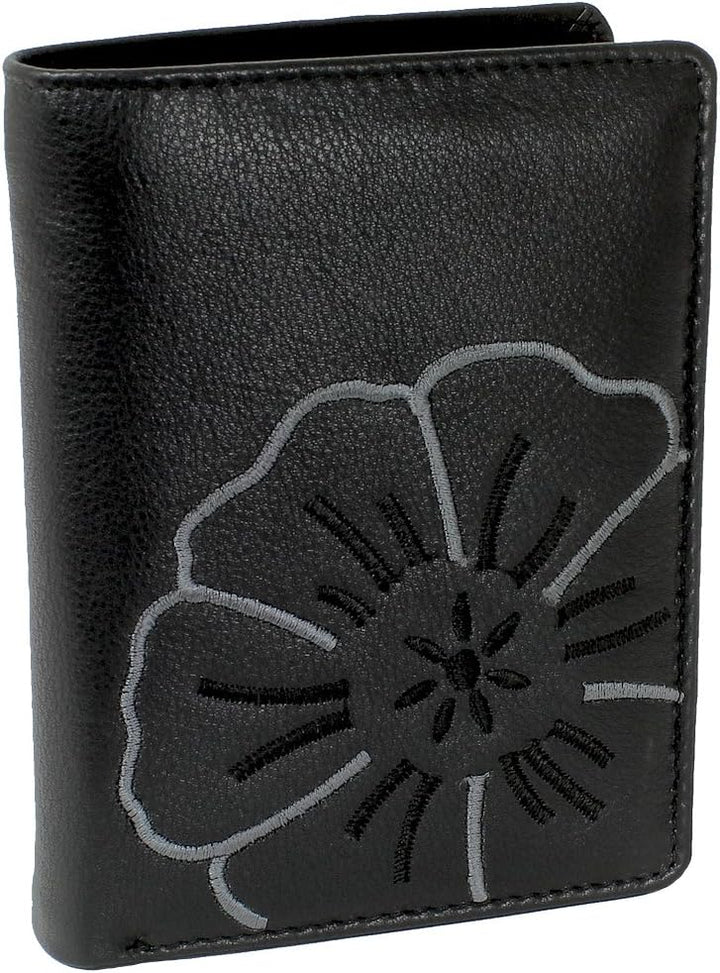 Branco Leder Geldbörse Portemonnaie Damenbörse Damen Geldbeutel Schwarz - Hochformat, Schwarz