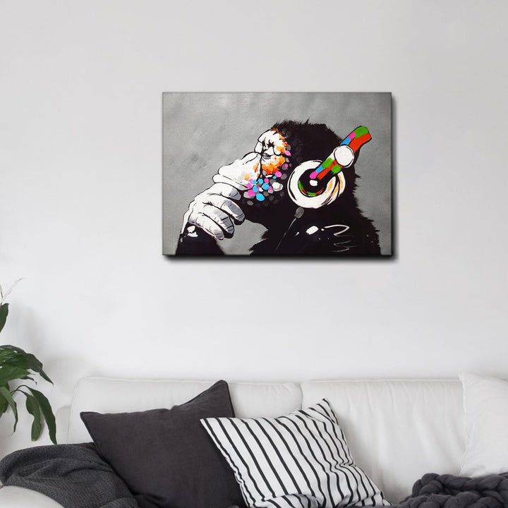 Giallobus - Gemälde - Banksy - DJ AFFE - Bereit zum Aufhängen - Moderne Gemälde für zu Hause (Premiu