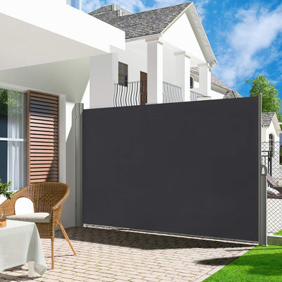 LARMNEE Alu-Seitenmarkise, ausziehbar, 180 x 300 cm, Sichtschutz, Sonnenschutz, Blickdicht, Seitenro
