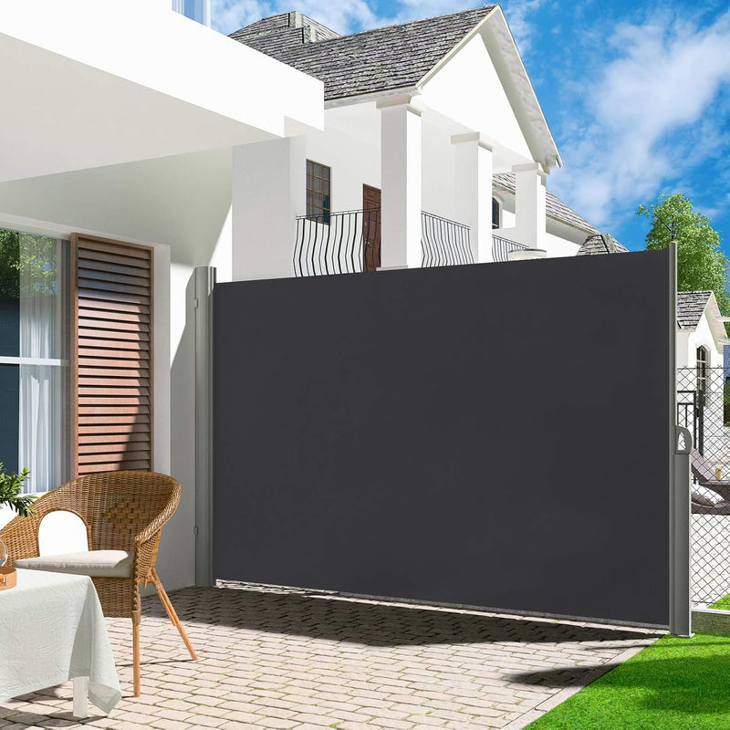 LARMNEE Alu-Seitenmarkise, ausziehbar, 180 x 300 cm, Sichtschutz, Sonnenschutz, Blickdicht, Seitenro