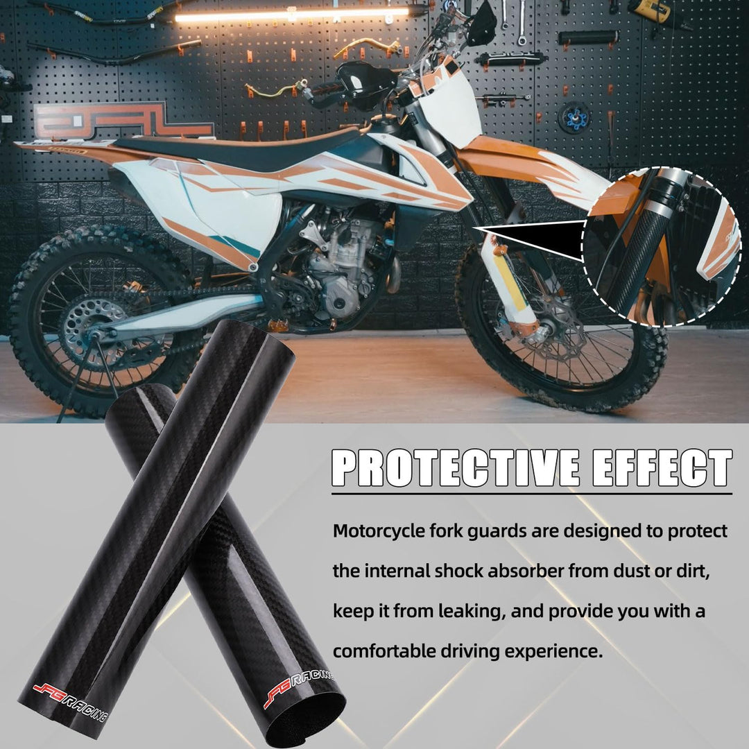 JFG RACING 140mm Motorrad Vorderradgabel Abdeckung,1 Paar Motorrad Gabelabdeckung Kohlefaser,Verstel
