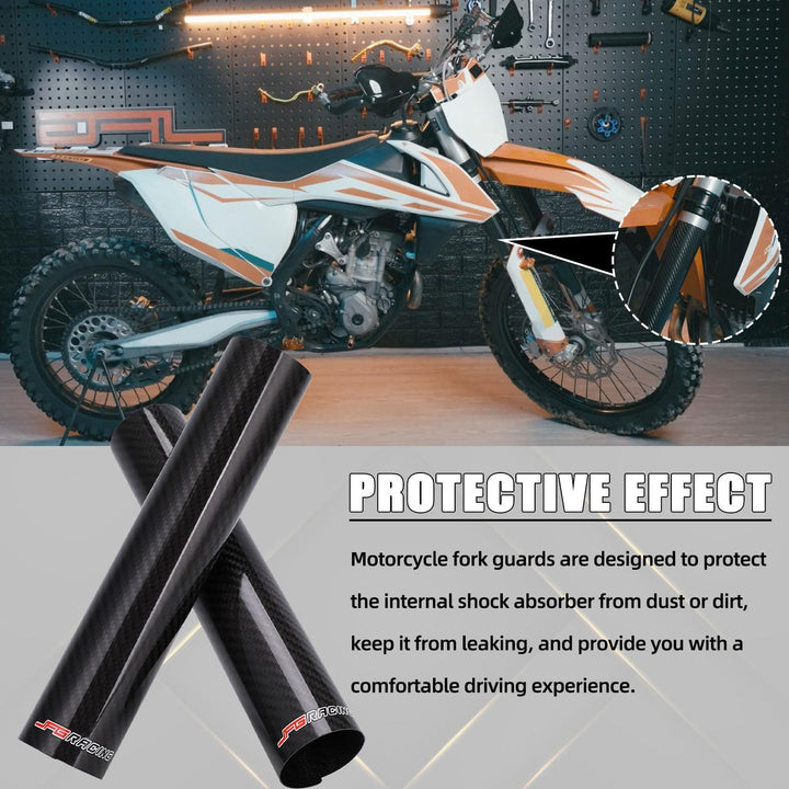 JFG RACING 140mm Motorrad Vorderradgabel Abdeckung,1 Paar Motorrad Gabelabdeckung Kohlefaser,Verstel