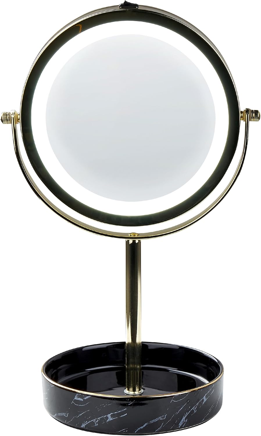Kosmetikspiegel mit LED-Beleuchtung gold/schwarz ø 26 cm doppelseitig Savoie