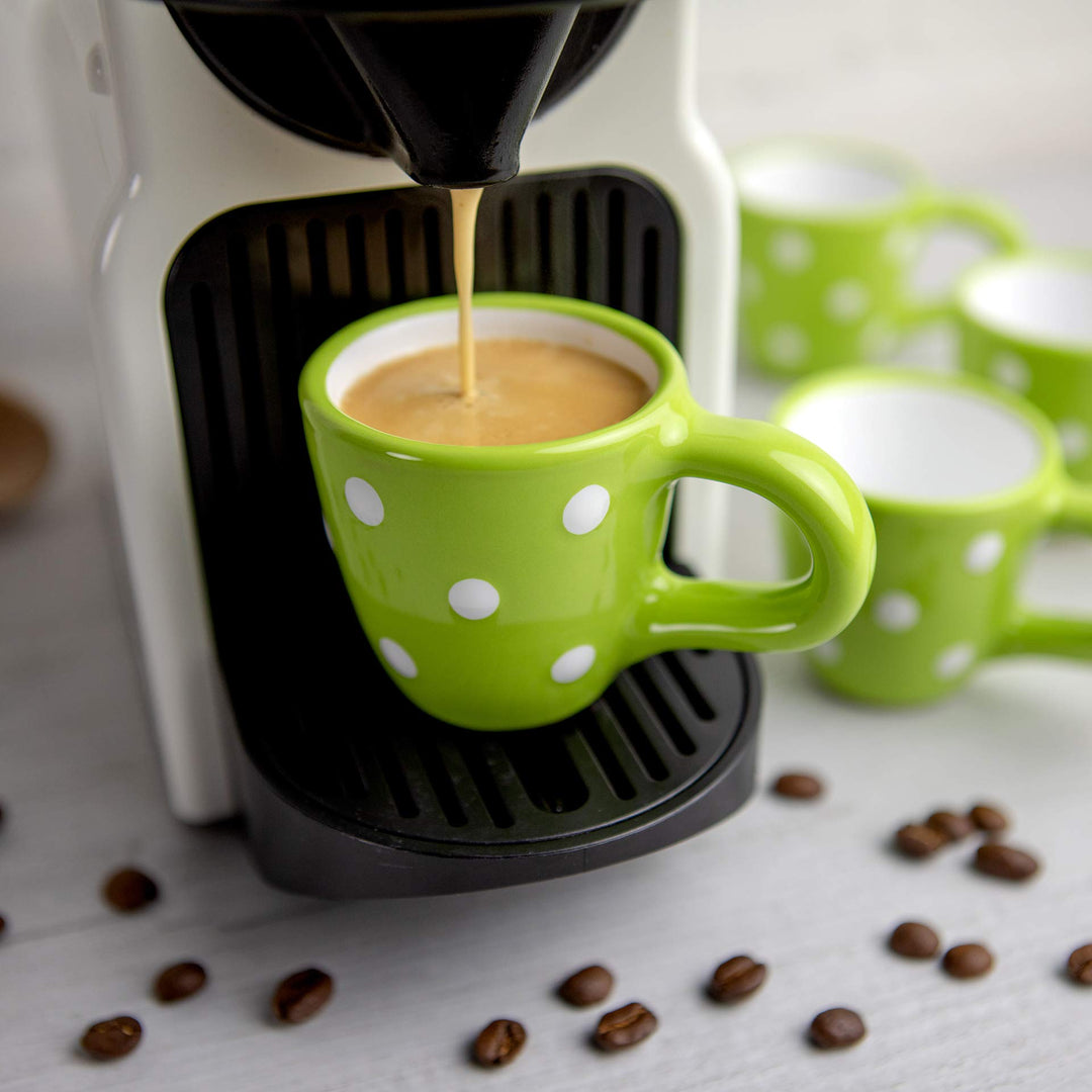 City to Cottage® - Espressotassen Set | Grün und Weiss | Polka Dots | Handgemacht | Keramik Geschirr