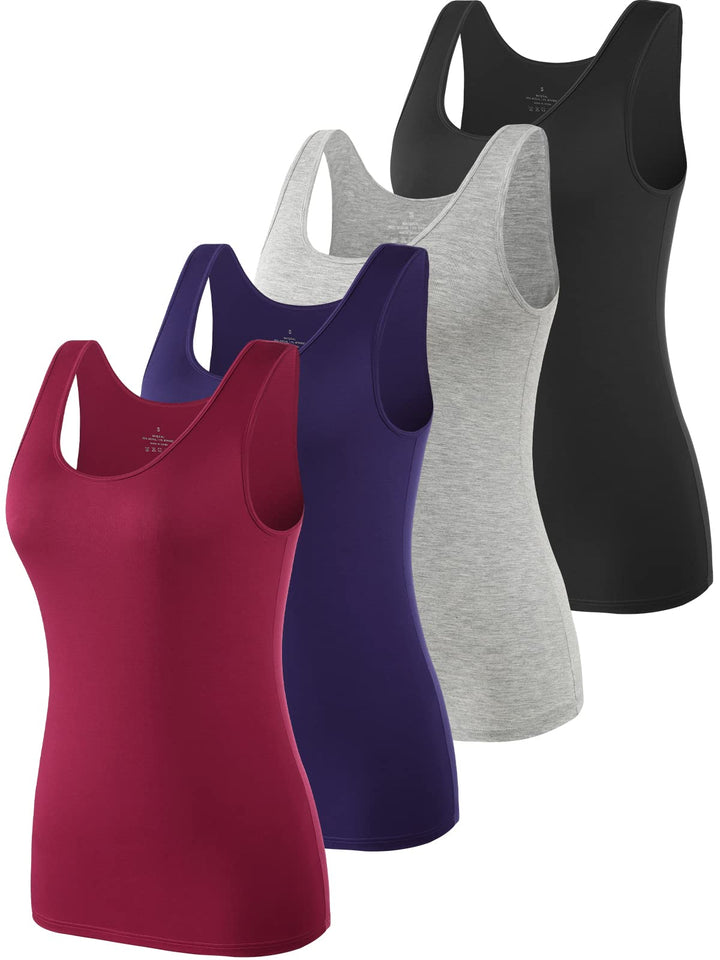 Ymmchy Tank Tops für Damen Unterhemd Stretch Workout Tops 4-er Pack L 4-pack Schwarz/Grau/Dunkelblau