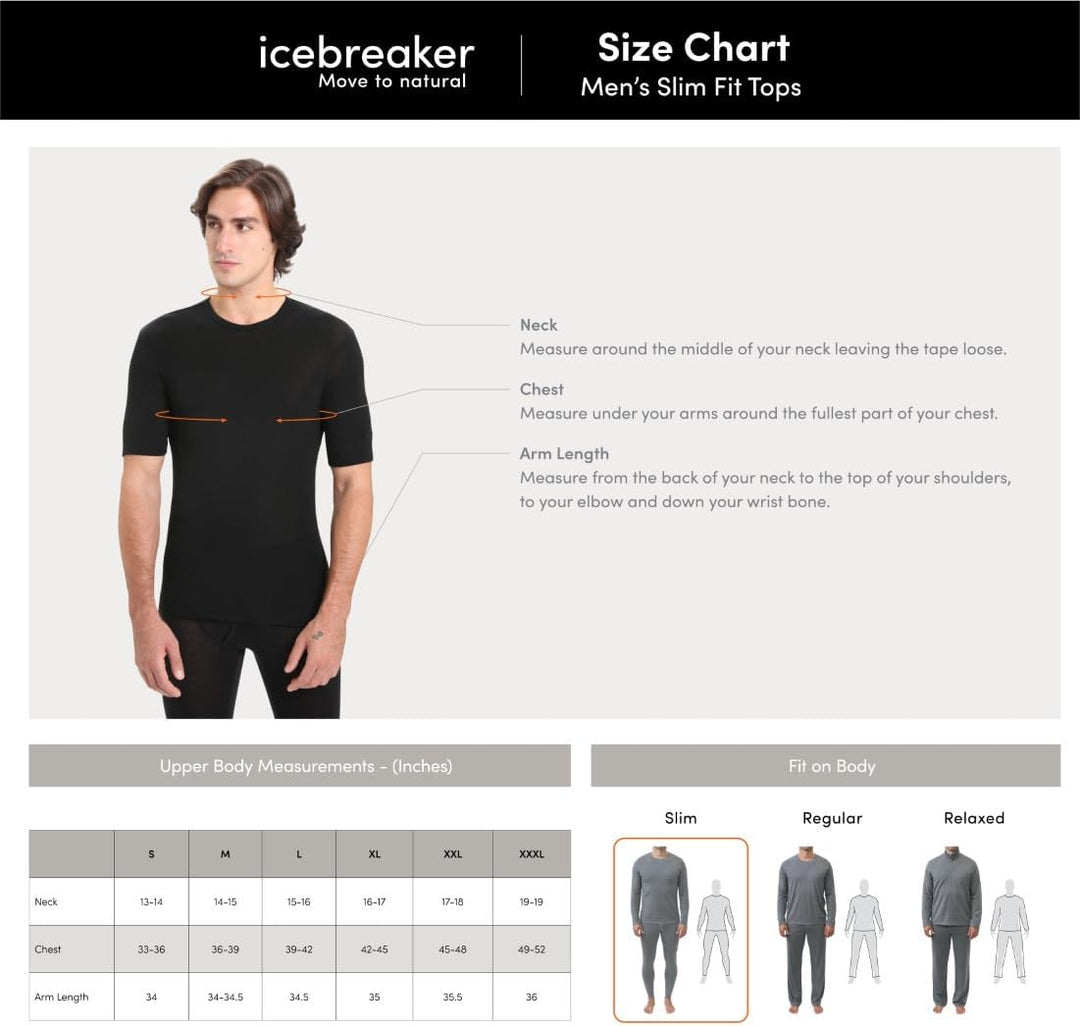 Icebreaker Herren Anatomica Crewe T-Shirt - Funktionsshirt Herren - Merinowolle Unterwäsche S Schwar