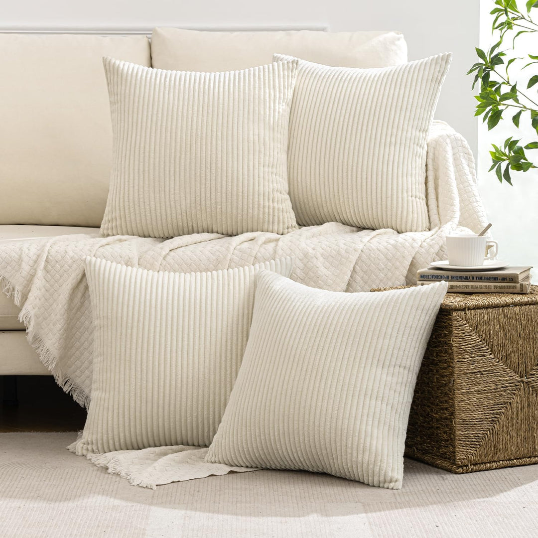 MIULEE 4er Set Kissenbezüge Kord Kissenhülle Dekorative Kissenbezug Sofakissen Couchkissen Dekokisse