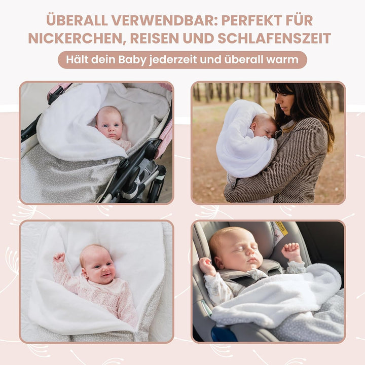 MIMUSELINA Einschlagdecke Babyschale Winter Universal | 2-in-1 Fusssack (92x46 cm) &amp; Decke (92x92 cm